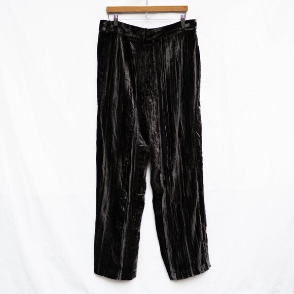 ZARA Pants XL Brown Crushed Velvet Wide Leg High Waist NWT Flowy Dressy - Picture 2 of 7